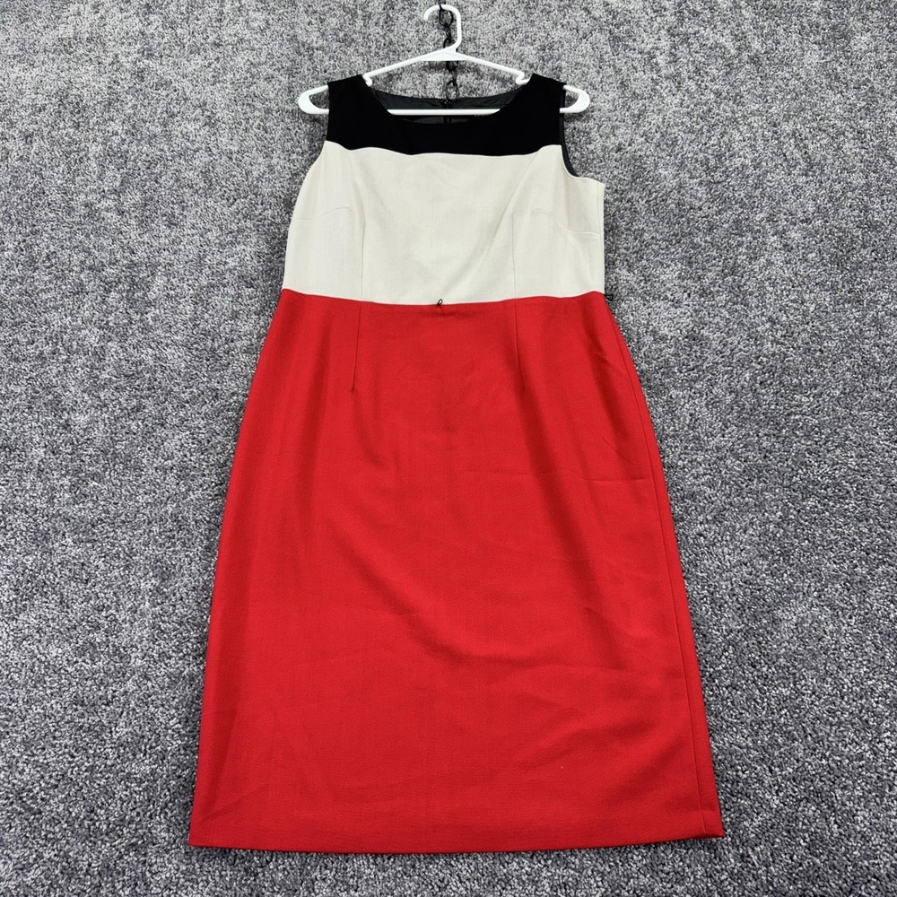 Evan Picone Black Label Dress Womens 8 Black Red Colorblock Sheath Workwear